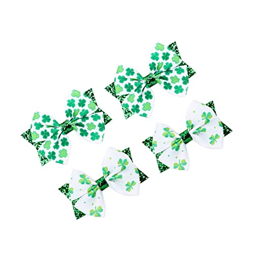 CRILSTYLEO 4er Satz Grüne Schleifen Haarnadeln Kleeblatt Haarschmuck Passend Für Mädchen Zum St Patrick's Day von CRILSTYLEO
