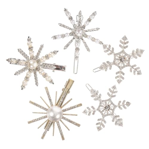 CRILSTYLEO Glamouröses Schneeflocken-Haarnadel-Set 5-teilig Haarspangen mit Perlendetails für Damen Haarschmuck zufälliger Stil CRILSTYLEO Glamouröses Schneeflocken-Haarnadel-Set 5-teilig Haarspangen mit Perlendetails für Damen Haarschmuck zufälliger Stil von CRILSTYLEO