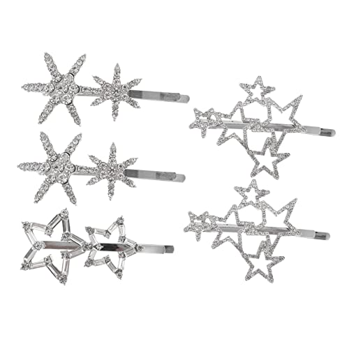 CRILSTYLEO 5Pcs Stern Schneeflocke Haar Clips für Frauen Haar Zubehör Haarnadel Strass Haarspange von CRILSTYLEO