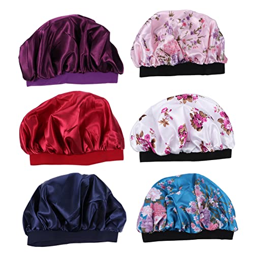 CRILSTYLEO 6 Stück Satin-schlafmütze Breites Haarband Bequemes Elastisches Schlafband Für Damen Und Herren Zufällige Farbmischung CRILSTYLEO 6 Stück Satin-schlafmütze Breites Haarband Bequemes Elastisches Schlafband Für Damen Und Herren Zufällige Farbmischung von CRILSTYLEO