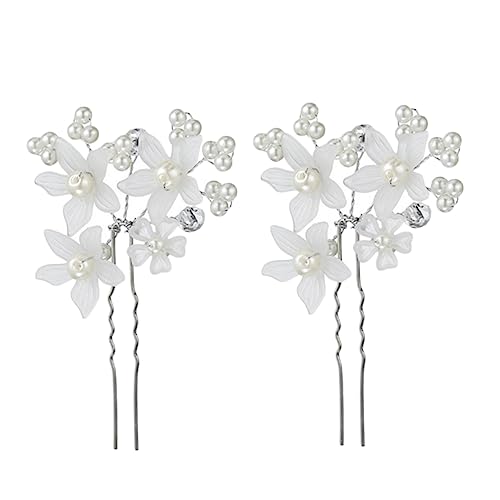 CRILSTYLEO 6 Stücke Weiß Haarnadeln Braut Haar Clips U-förmigen Haar Stick Für Hochzeit Mädchen Zubehör von CRILSTYLEO