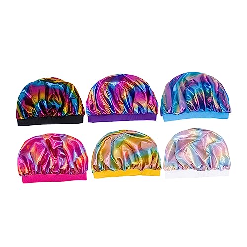 CRILSTYLEO Satin Bonnet Nacht Schlaf Hut Breite Krempe Frauen Schlaf Kappe Friseur Bonnet 6pcs von CRILSTYLEO