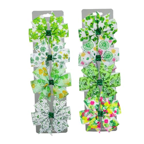 CRILSTYLEO 8er-set Haarspangen Für Kinder Mit Kleeblatt-design Und Schleife Zum St Patricks Tag von CRILSTYLEO