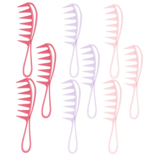CRILSTYLEO Breiter Zahn Haarkamm 9 Stück Kunststoff Kamm für Lockiges Haar Entwirrungskamm Stylingkamm für Männer und Sanftes Gleiten Ergonomischer Griff von CRILSTYLEO