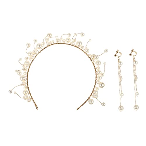 CRILSTYLEO Braut Stirnband Perlen Ohrringe Hochzeit Kopf Schmuck Damen Party Satz CRILSTYLEO Braut Stirnband Perlen Ohrringe Hochzeit Kopf Schmuck Damen Party Satz von CRILSTYLEO