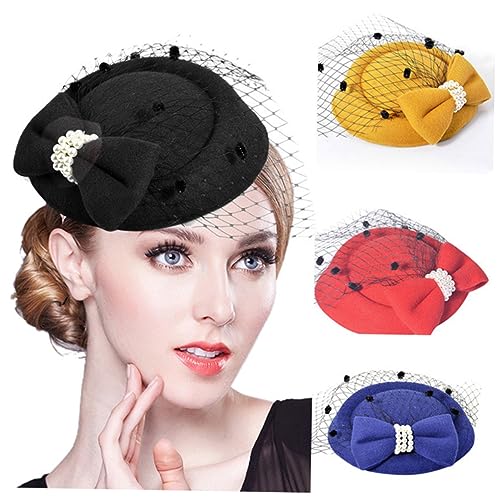 CRILSTYLEO Haarnadeln Mit Spitzenhut Elegant Für Damen Hut-kopfschmuck Bankett-kopfschmuck Kopfbedeckung Für Hochzeit Festival Haarschmuck von CRILSTYLEO