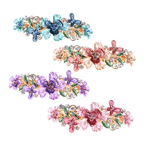 CRILSTYLEO 4 Stück Haarspangen Mit Pflaumenblüten Und Strass Metall Haarnadeln Für Frauen Und Mädchen Modischer Haarschmuck von CRILSTYLEO