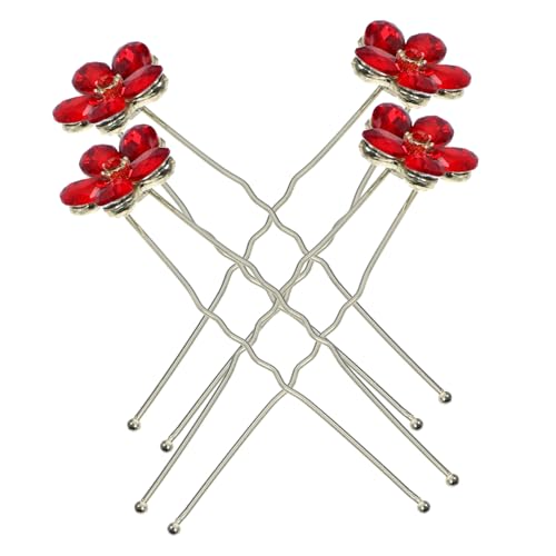 CRILSTYLEO 4-teilige Metall-blumen-haarnadeln U-förmige Hochzeits-haar-accessoires Mit Strass Für Braut Und Frauen von CRILSTYLEO