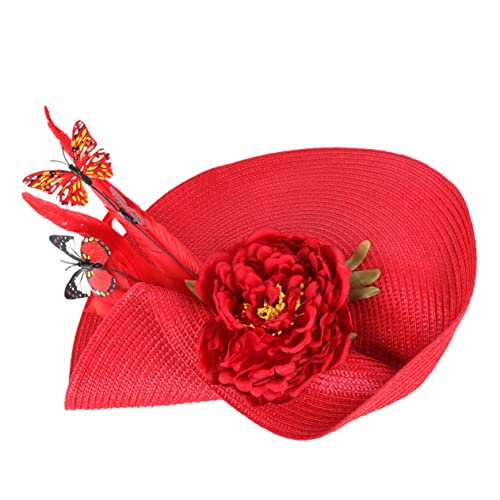 CRILSTYLEO Bankett-Kopfschmuck Schmetterlingsblumen Damen-Hochzeitshut Stroh-Fascinator-Basis stilvolle Fascinator-Kopfbedeckung CRILSTYLEO Bankett-Kopfschmuck Schmetterlingsblumen Damen-Hochzeitshut Stroh-Fascinator-Basis stilvolle Fascinator-Kopfbedeckung von CRILSTYLEO