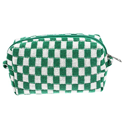 CRILSTYLEO Karierte Make Up Tasche Tragbar Kosmetiktasche für Reisen Multifunktionale Kosmetik Organizer mit Reißverschluss von CRILSTYLEO