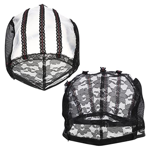 CRILSTYLEO Lace Wig Net Caps 2er-set Elastische Perückenherstellungskappen Atmungsaktive Abdeckkappe Für Perücke Schwarz 56cm Für Partys von CRILSTYLEO