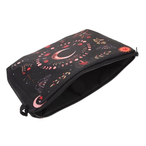 CRILSTYLEO Kosmetiktasche Mit Mondphasen-blumenmotiv Tragbare Schminktasche Für Damen Reise-kulturtasche Mit Reißverschlussdesign von CRILSTYLEO