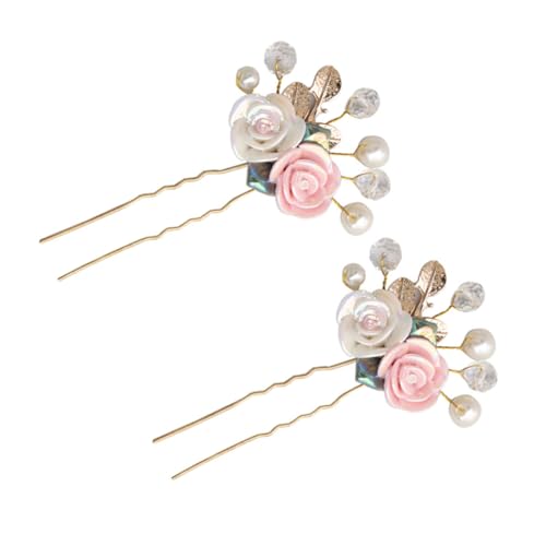 CRILSTYLEO Retro Haarnadel 2er Satz Acryl-blumen-haarstäbchen Strass-haarspangen Für Hochsteckfrisuren Damen Haarschmuck Für Party Hochzeit von CRILSTYLEO