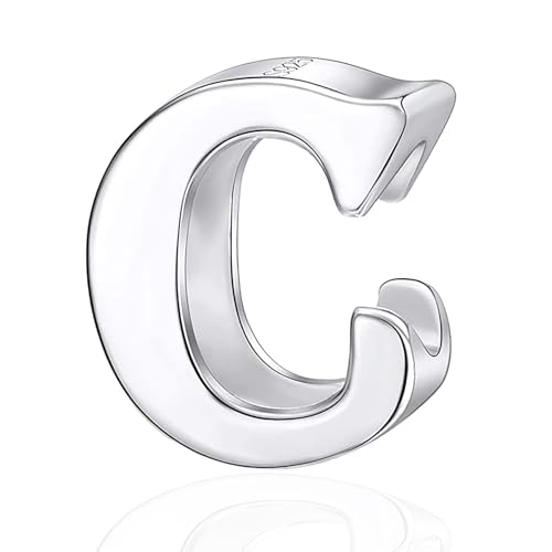 Buchstabe C Charm passt Pandora Weihnachtsarmband, polierte 925 Sterling Silber Initial C Alphabet Bead Charms von CRISNATA