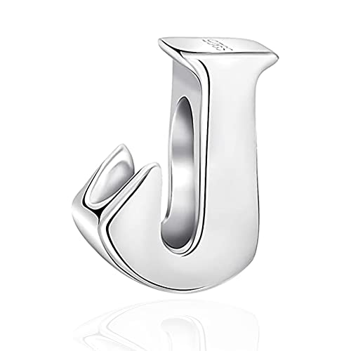 Buchstabe J Charm passt Pandora Schlange Armband, poliert 925 Sterling Silber Initial J Alphabet Bead Charms von CRISNATA