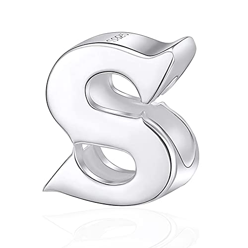 Buchstabe S Charm passt Pandora Schlange Armband, poliert 925 Sterling Silber Initial S Alphabet Bead Charms von CRISNATA