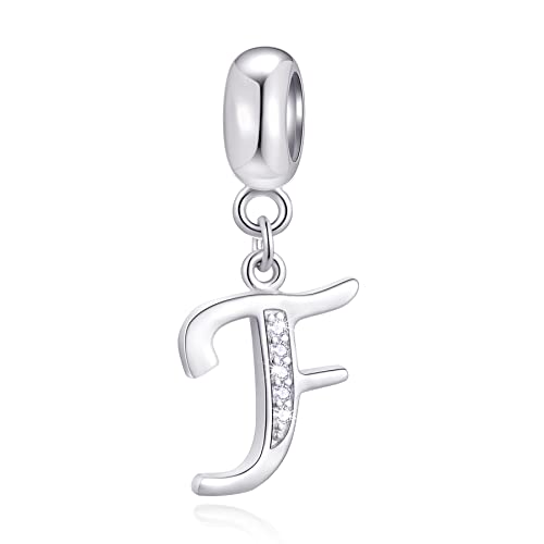 Initial F Anhänger Charm, Buchstabe F Charms Fit Pandora Vatertag Armband, 925 Sterling Silber Dangle CZ Alphabet Perlen Initial F Anhänger Charm, Buchstabe F Charms Fit Pandora Vatertag Armband, 925 Sterling Silber Dangle CZ Alphabet Perlen von CRISNATA