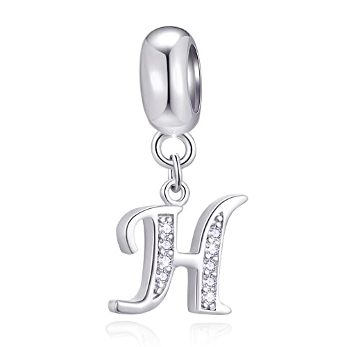Initial H Anhänger Charm, Buchstabe H Charms Fit Pandora Halloween Armband, 925 Sterling Silber Dangle CZ Birthstone Alphabet Perlen Initial H Anhänger Charm, Buchstabe H Charms Fit Pandora Halloween Armband, 925 Sterling Silber Dangle CZ Birthstone Alphabet Perlen von CRISNATA