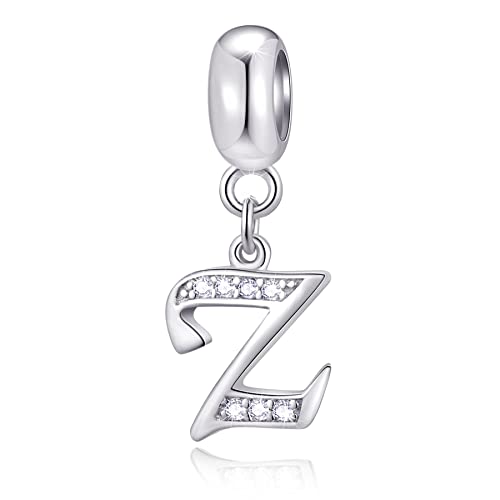 Initial Z Anhänger Charm, Buchstabe Z Charms Fit Pandora Halskette Armband, 925 Sterling Silber Dangle CZ Birthstone Alphabet Perlen Initial Z Anhänger Charm, Buchstabe Z Charms Fit Pandora Halskette Armband, 925 Sterling Silber Dangle CZ Birthstone Alphabet Perlen von CRISNATA