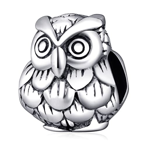 Weise Eule Nachthawk Charms, Fit Pandora Halloween Armband, 925 Sterling Silber Vogel der Nacht Owl Tier Bead, Geschenk für Freund/BFF/Freundin von CRISNATA