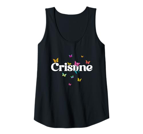 Damen Cristine - Schöner Mädchen Name mit bunten Schmetterlingen Tank Top von CRISTINE Tochter Enkel Geburtstag Geschenkideen