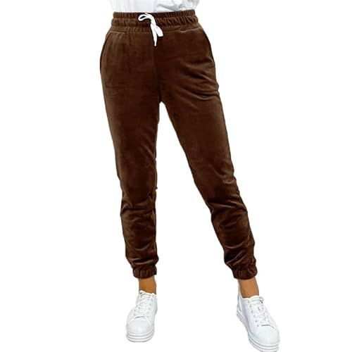 CRITOR Damen Samthose Jogger Kordelzug Velour Jogginghose Jogginghose Trainingshose Loungewear von CRITOR