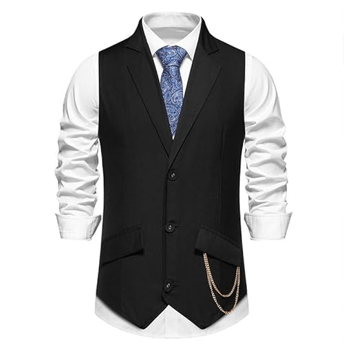 CRITOR Formelle Businessweste für Herren in Volltonfarbe, Smokingweste für Hochzeitsanzüge mit Reverskragen, Smokingweste für Dinnerpartys von CRITOR