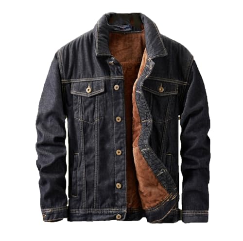 CRITOR Herren-Jeansjacke mit Sherpa-Futter. Herren-Fleece-Jeans-Trucker-Jacke. Cowboy-Sherpa-Jeansmantel von CRITOR