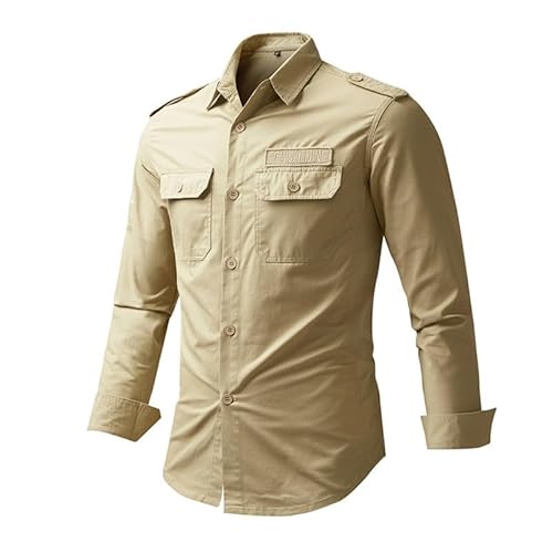 CRITOR Herren Safari Work Hemd Herren Baumwolle Langarm Ladhirthemd Button Down Tactical Hemd von CRITOR