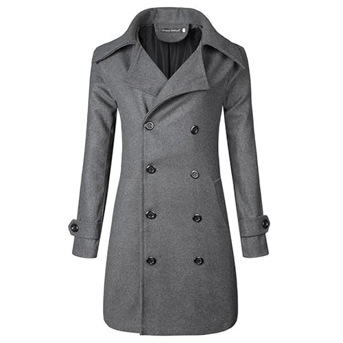 CRITOR Herren-Wollmantel, doppelreihig, Langer Trenchcoat aus Wolle, Normale Passform, Wolljacke mit gekerbtem Kragen CRITOR Herren-Wollmantel, doppelreihig, Langer Trenchcoat aus Wolle, Normale Passform, Wolljacke mit gekerbtem Kragen von CRITOR