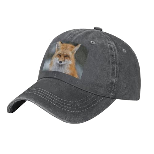 CRJSYCBYB Baseballkappe mit Fuchs-Motiv, verstellbar, gewaschen, Cowboy-Baseballkappe, Deep Heather, 4-7 von CRJSYCBYB