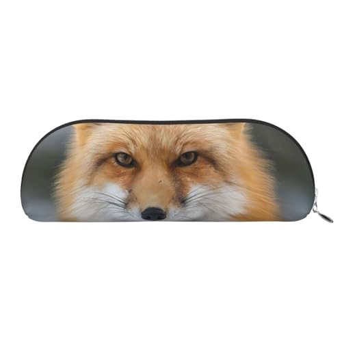 CRJSYCBYB Bedrucktes Federmäppchen aus Leder mit Fuchs-Motiv, silber, Einheitsgröße, Münzfach von CRJSYCBYB