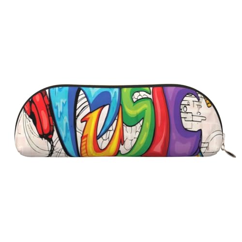 CRJSYCBYB Bedrucktes Federmäppchen aus Leder mit Musik-Graffiti-Stil, Schreibwarentasche, gold, Einheitsgröße, Münzfach CRJSYCBYB Bedrucktes Federmäppchen aus Leder mit Musik-Graffiti-Stil, Schreibwarentasche, gold, Einheitsgröße, Münzfach von CRJSYCBYB