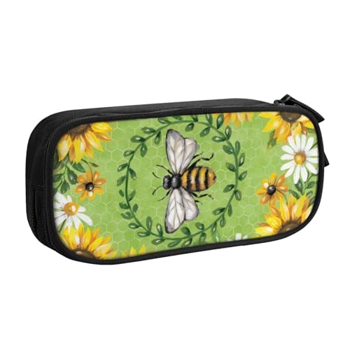 CRJSYCBYB Bee & Sunflowers bedrucktes Federmäppchen, Doppel-Federmäppchen, großes Fassungsvermögen, Reißverschluss, Schreibwarenetui, Schwarz , Einheitsgröße, Münzfach CRJSYCBYB Bee & Sunflowers bedrucktes Federmäppchen, Doppel-Federmäppchen, großes Fassungsvermögen, Reißverschluss, Schreibwarenetui, Schwarz , Einheitsgröße, Münzfach von CRJSYCBYB