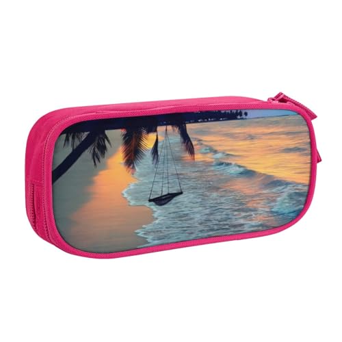 CRJSYCBYB Coconut Beach Sunset Hammock Printed Pencase Double Pencil Pouch Large Capacity Zip Stationery Case, rose, Einheitsgröße, Münzfach CRJSYCBYB Coconut Beach Sunset Hammock Printed Pencase Double Pencil Pouch Large Capacity Zip Stationery Case, rose, Einheitsgröße, Münzfach von CRJSYCBYB