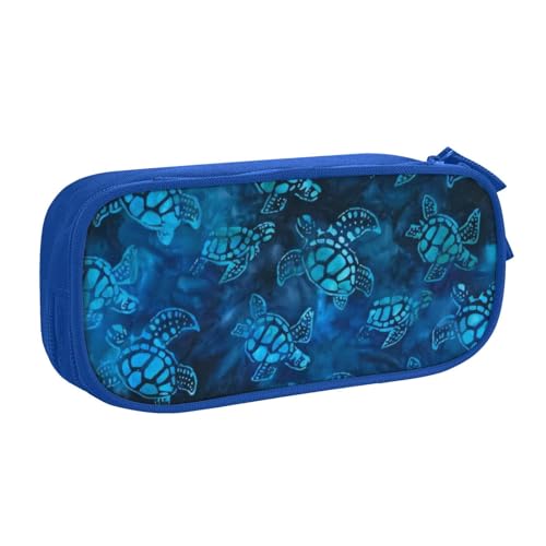 CRJSYCBYB Federmäppchen, Motiv: Meeresschildkröte, blau, doppeltes Federmäppchen, großes Fassungsvermögen, Reißverschluss, Schreibwarenetui, blau, Einheitsgröße, Münzfach von CRJSYCBYB