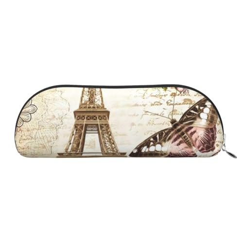 CRJSYCBYB Federmäppchen, Motiv: Paris Eiffelturm, bedrucktes Leder-Federmäppchen, Schreibwaren-Tasche, silber, Einheitsgröße, Münzfach von CRJSYCBYB