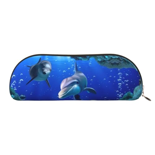 CRJSYCBYB Federmäppchen aus Leder mit 3D-Fisch-Delphi-Druck, Federmäppchen, Schreibwaren-Tasche, gold, Einheitsgröße, Münzfach CRJSYCBYB Federmäppchen aus Leder mit 3D-Fisch-Delphi-Druck, Federmäppchen, Schreibwaren-Tasche, gold, Einheitsgröße, Münzfach von CRJSYCBYB