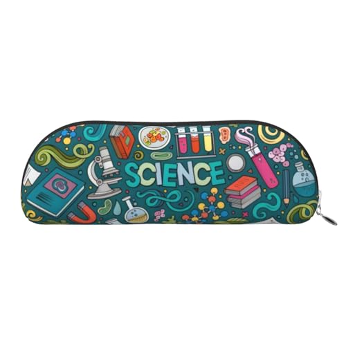 CRJSYCBYB Federmäppchen aus Leder mit Cartoon-Wissenschaftsthema, silber, Einheitsgröße, Münzfach von CRJSYCBYB