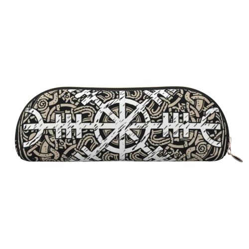 CRJSYCBYB Federmäppchen aus Leder mit Helm of Awe-Design, gold, Einheitsgröße, Münzfach von CRJSYCBYB