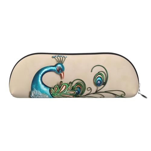 CRJSYCBYB Federmäppchen aus Leder mit Pfauenmuster, Schreibwarentasche, silber, Einheitsgröße, Münzfach von CRJSYCBYB