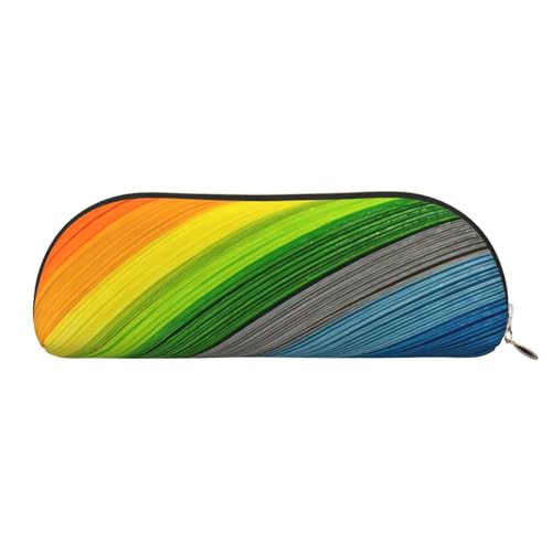 CRJSYCBYB Federmäppchen aus Leder mit Regenbogenfarben-Streifen, gold, Einheitsgröße, Münzfach CRJSYCBYB Federmäppchen aus Leder mit Regenbogenfarben-Streifen, gold, Einheitsgröße, Münzfach von CRJSYCBYB