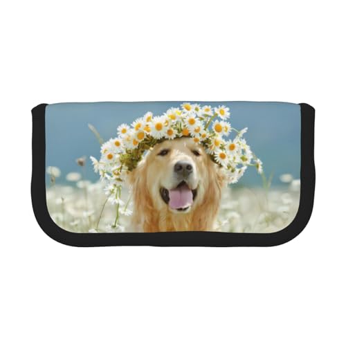 CRJSYCBYB Federmäppchen aus Segeltuch, Motiv: Golden Retriever Hund, Schreibwaren-Organizer, tragbares Federmäppchen, Schwarz , Einheitsgröße, Münzfach CRJSYCBYB Federmäppchen aus Segeltuch, Motiv: Golden Retriever Hund, Schreibwaren-Organizer, tragbares Federmäppchen, Schwarz , Einheitsgröße, Münzfach von CRJSYCBYB