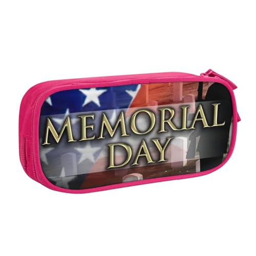 CRJSYCBYB Federmäppchen mit Aufdruck "US Military Soldiers Patriotic Memorial Day", doppeltes Federmäppchen, großes Fassungsvermögen, Reißverschluss, Schreibwarenetui, rose, Einheitsgröße, Münzfach von CRJSYCBYB
