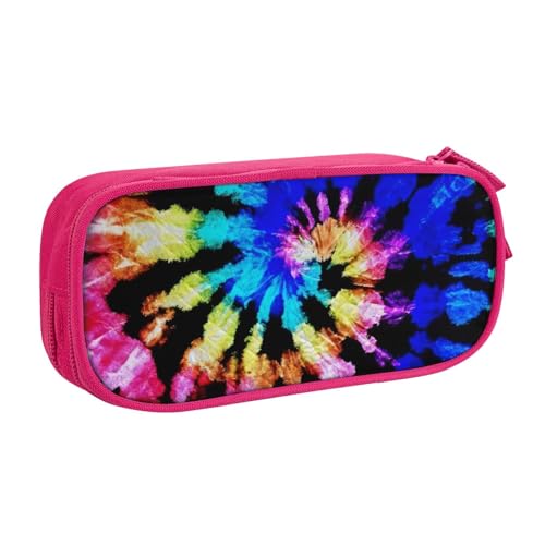 CRJSYCBYB Federmäppchen mit Batikdruck, Doppel-Federmäppchen, großes Fassungsvermögen, Reißverschluss, Schreibwarenetui, rose, Einheitsgröße, Münzfach von CRJSYCBYB