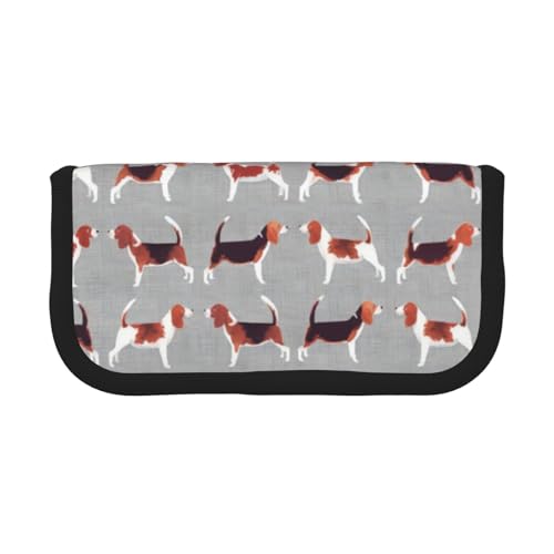 CRJSYCBYB Federmäppchen mit Beagle-Muster (1) bedrucktes Leinen-Federmäppchen, Schreibwaren-Organizer, tragbares Federmäppchen, Schwarz , Einheitsgröße, Münzfach von CRJSYCBYB