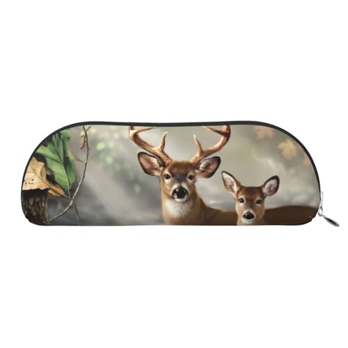 CRJSYCBYB Federmäppchen mit Camouflage-Hirsch-Aufdruck, Leder-Federmäppchen, Schreibwaren, silber, Einheitsgröße, Münzfach von CRJSYCBYB
