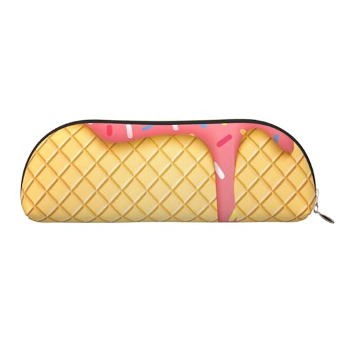 CRJSYCBYB Federmäppchen mit Eis- und Waffelmuster, bedrucktes Federmäppchen, Leder-Federmäppchen, Schreibwarenbeutel, gold, Einheitsgröße, Münzfach CRJSYCBYB Federmäppchen mit Eis- und Waffelmuster, bedrucktes Federmäppchen, Leder-Federmäppchen, Schreibwarenbeutel, gold, Einheitsgröße, Münzfach von CRJSYCBYB