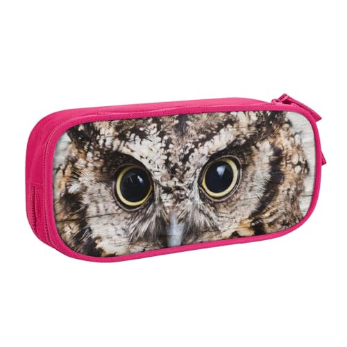 CRJSYCBYB Federmäppchen mit Eulenmotiv, bedruckt, Doppel-Federmäppchen, großes Fassungsvermögen, Reißverschluss, Schreibwarenetui, rose, Einheitsgröße, Münzfach von CRJSYCBYB