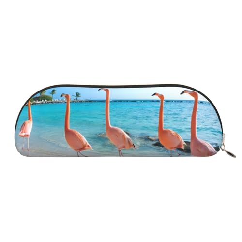 CRJSYCBYB Federmäppchen mit Flamingo-Motiv am Strand, bedrucktes Leder-Federmäppchen, Schreibwarentasche, gold, Einheitsgröße, Münzfach CRJSYCBYB Federmäppchen mit Flamingo-Motiv am Strand, bedrucktes Leder-Federmäppchen, Schreibwarentasche, gold, Einheitsgröße, Münzfach von CRJSYCBYB